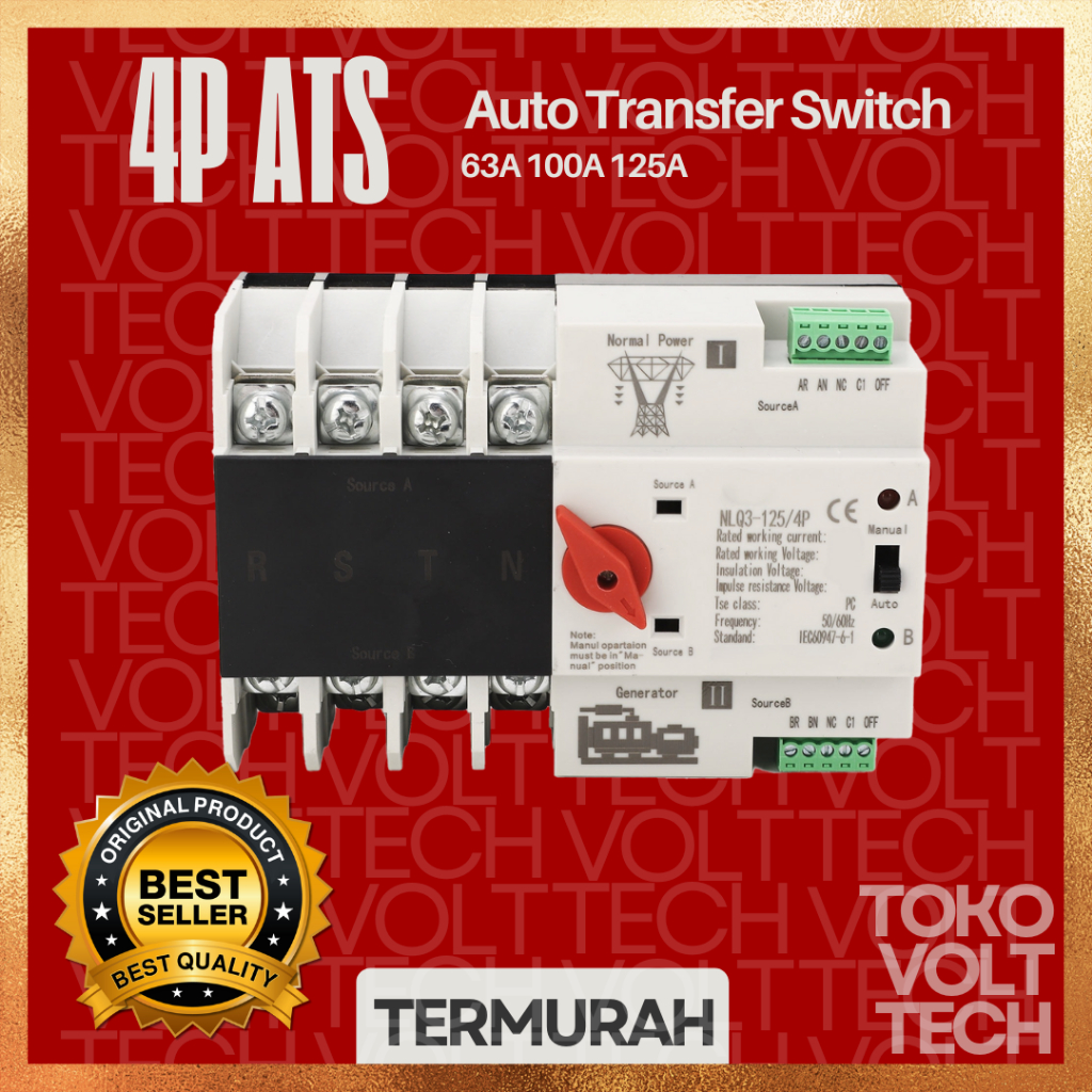 Jual ATS Dual Power Automatic Transfer 4P 125A Electrical Selector ...
