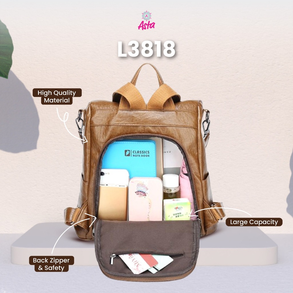 Jual [PROMO SPESIAL] ASTA Tas Ransel Gendong Coklat Kulit PU Sintetis ...