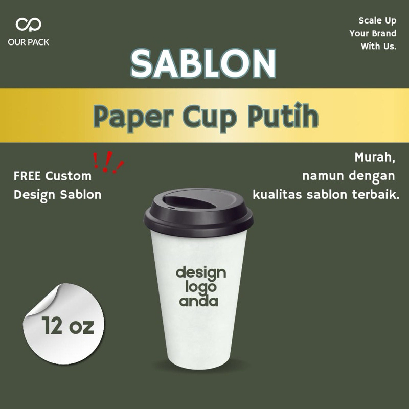 Jual SABLON PAPER CUP 12OZ PUTIH + TUTUP | Shopee Indonesia