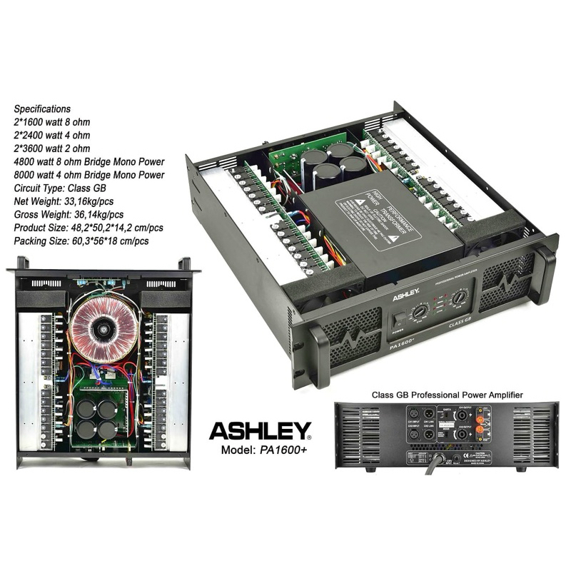 Jual Ashley PA1600+ Power Amplifier Class GB Professional | Shopee
