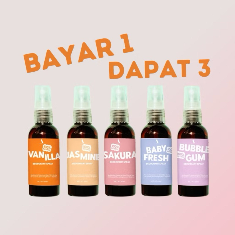 Jual BELI 1 DAPAT 3 NATURAL DEODORANT SPRAY JENNSKIN ANTI BAU BADAN