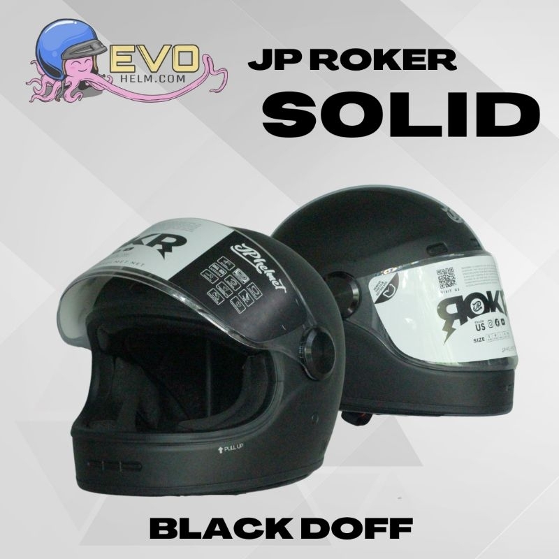 Jual HELM JPX JP RETRO ROKR SOLID MOTIF, HELM CAKIL FULL FACE