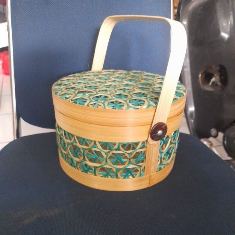 Jual hampers rantang bambu bulat diameter 20cm tinggi 12cm bhn krancang ...