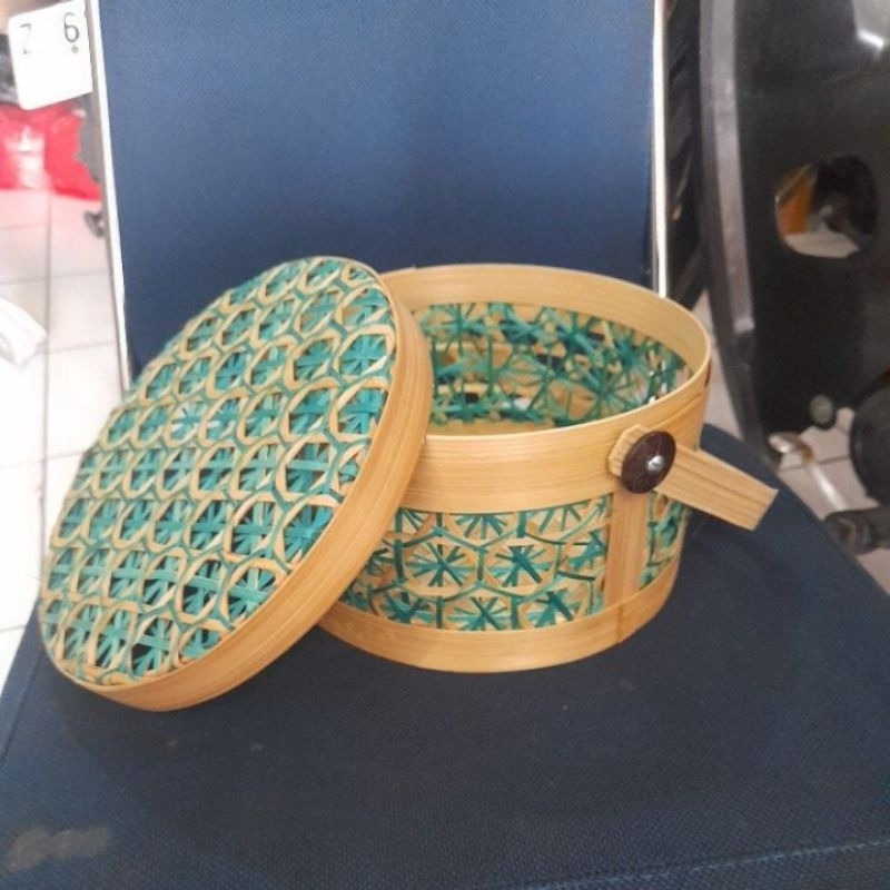 Jual hampers rantang bambu bulat diameter 20cm tinggi 12cm bhn krancang ...