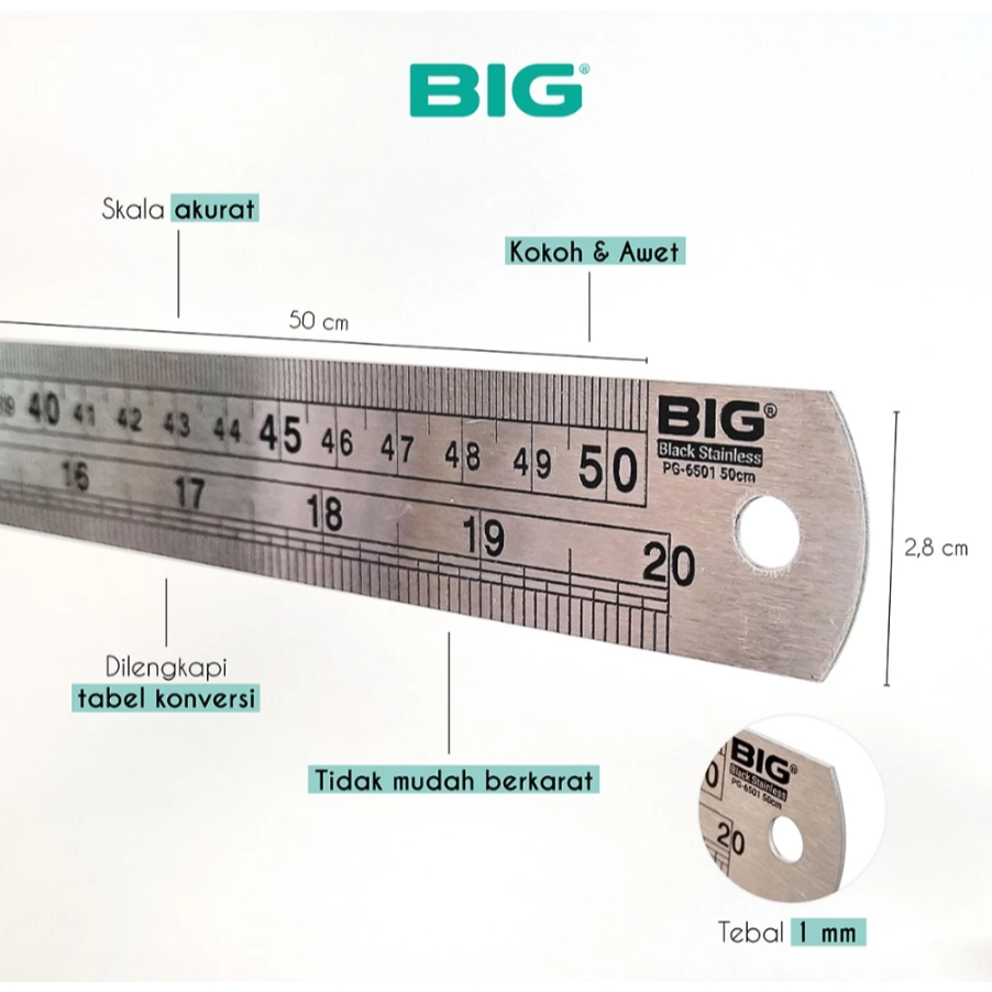Jual BIG - Penggaris Besi / Stainless Steel Ruler Tebal dan Kokoh ...