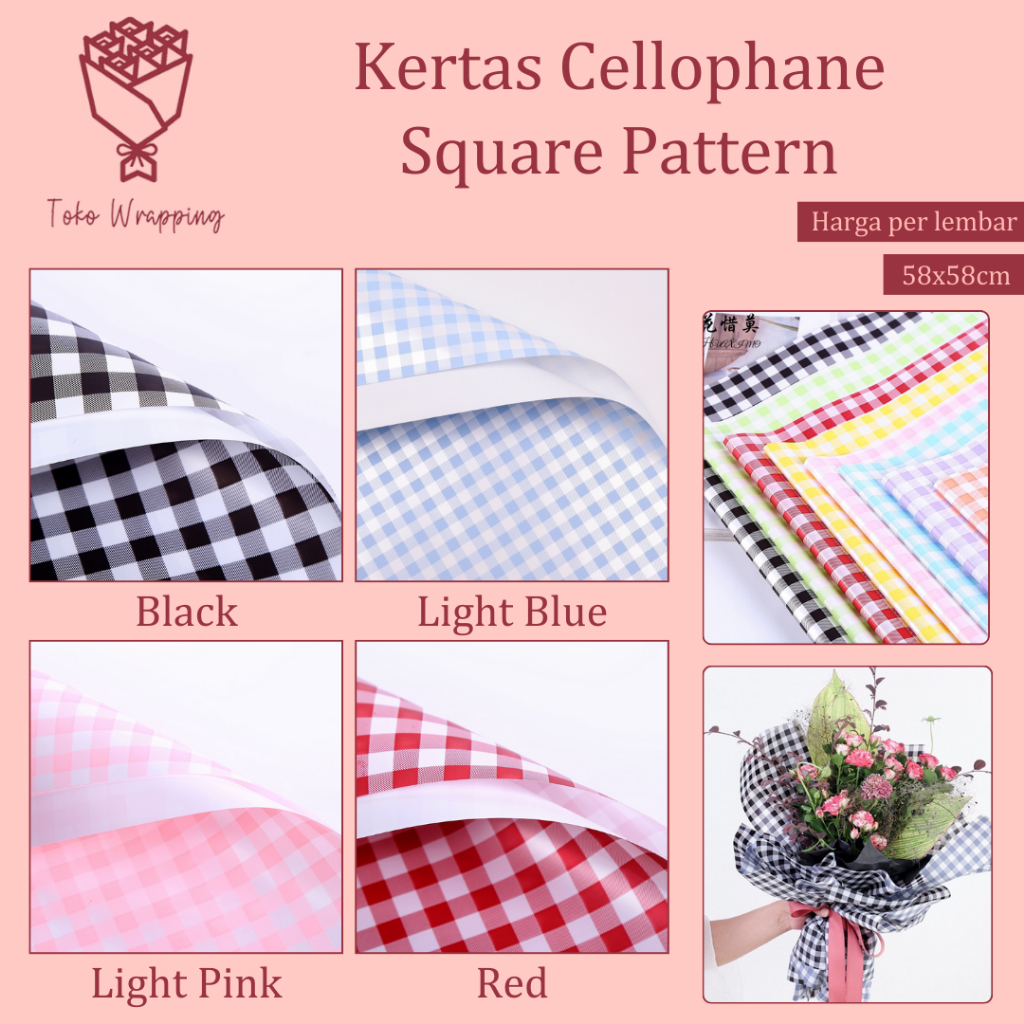 Jual Kertas Cellophane Kertas Buket Bunga [Square Pattern] Flower ...