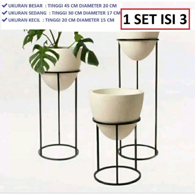 Jual Dapat 3 Rak Pot Bunga/Alas Rak Pot Bunga Minimalis/Wadah Tempat ...
