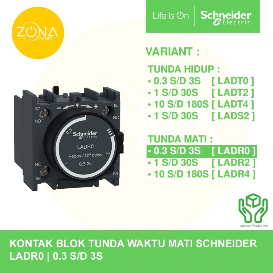 Jual KONTAK BLOK CONTACT BLOCK SCHNEIDER TIME DELAY OFF 0.3-3S ...