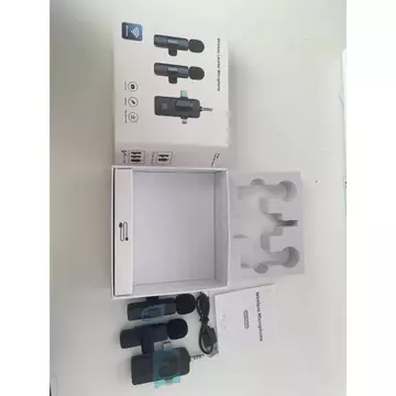 Mikrofon 3in1 Nirkabel IPhone Type C 3.5mm Nirkabel Wireless Lavalier Bluetooth Tanpa Kapel