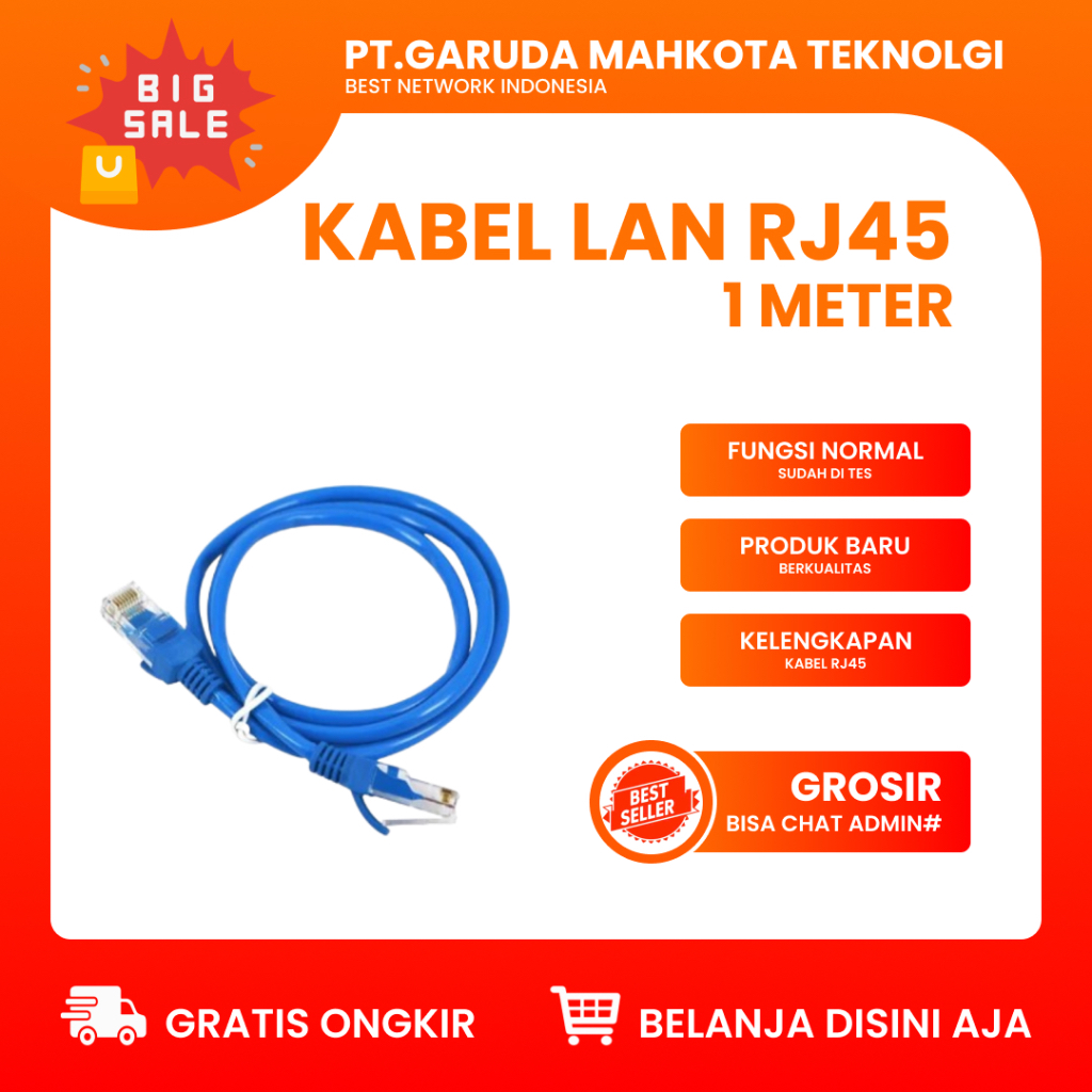 Jual Kabel LAN RJ45 Ethernet-1 METER-ABU ABU DAN BIRU | Shopee Indonesia
