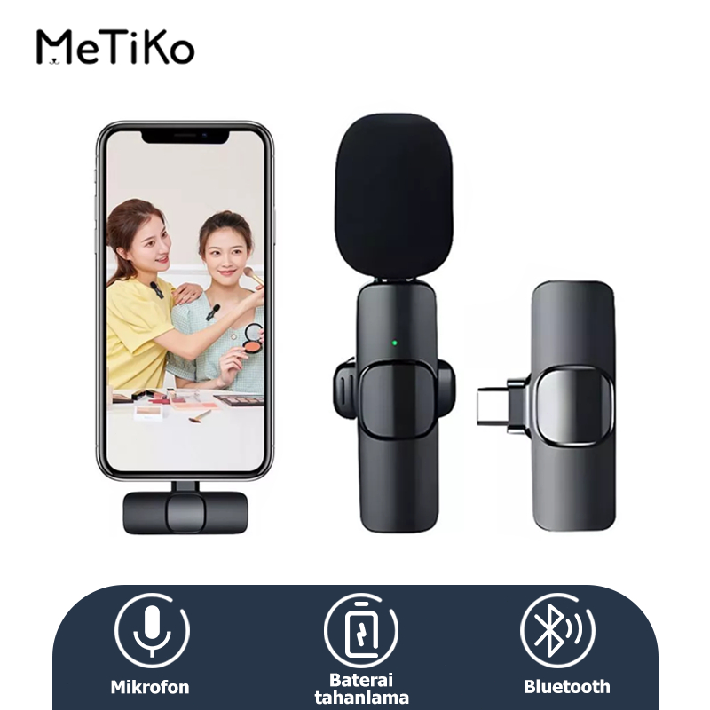 Jual MeTiKo Mic Mikrofon Nirkabel HP Video Lavalier Microphone