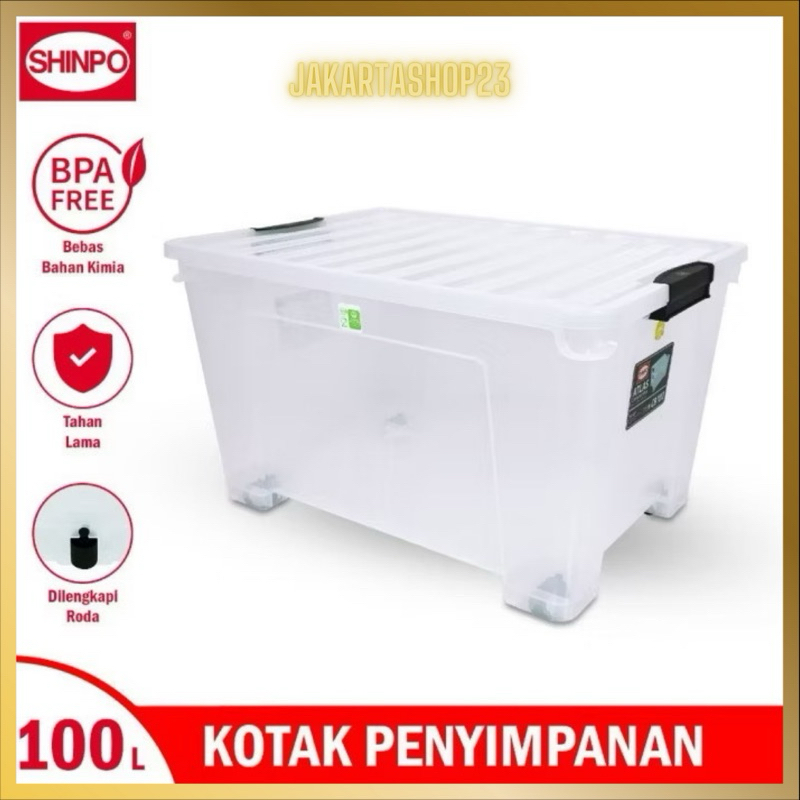 Jual SHINPO Atlas Kontainer Plastik 100 Liter Dengan Roda Container Box ...