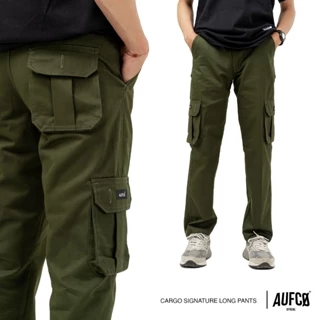 AUFCO |  LONG CARGO PANTS | SLIM STRAIGHT | GREEN ARMY