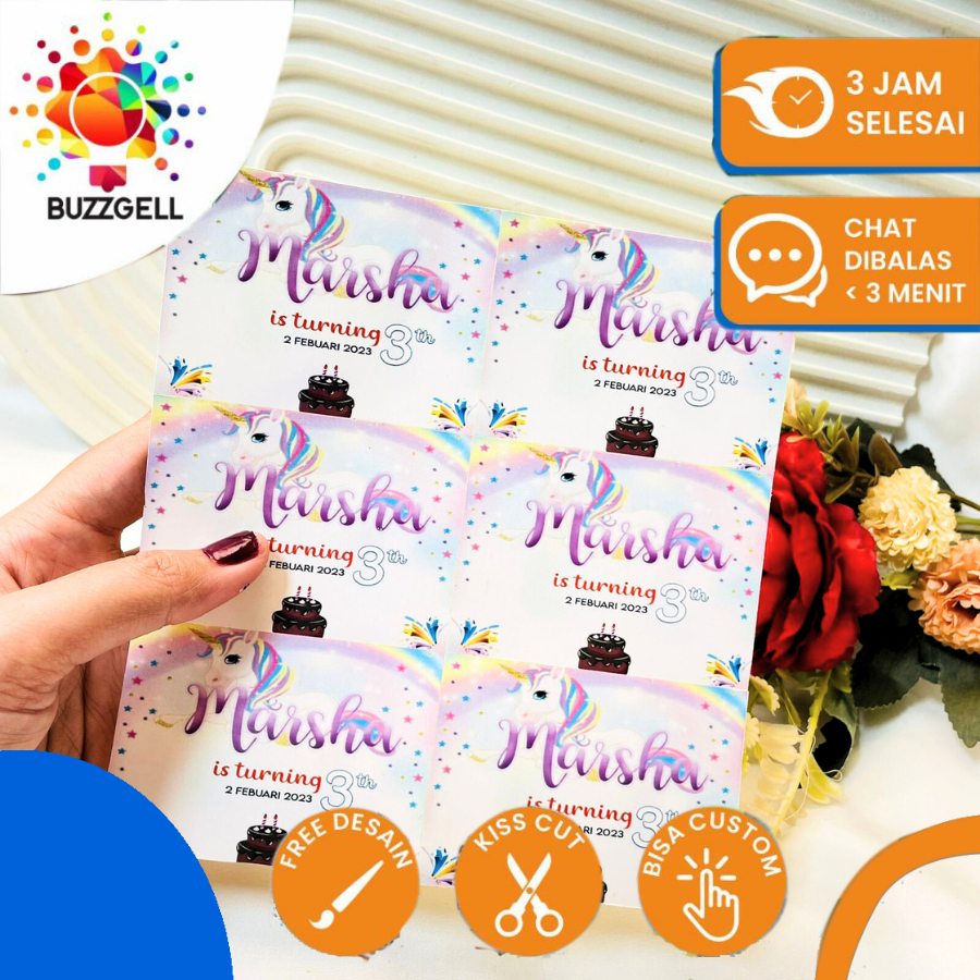 Jual Buzzgell Sticker Ulang Tahun Anak Persegi Stiker Label Undangan ...