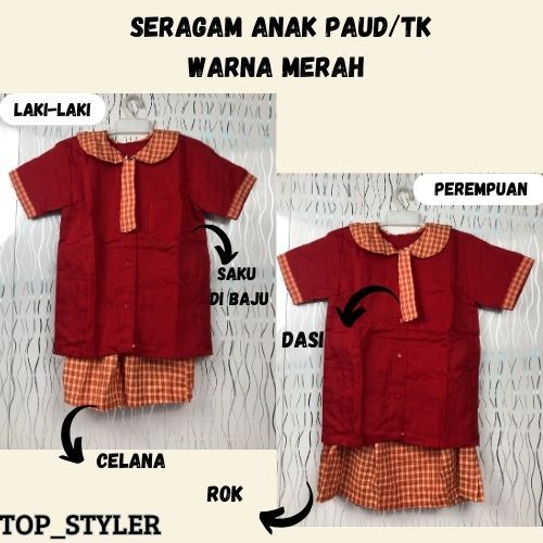 Jual 1 SET SERAGAM POPAY TK/PAUD BAJU KOTAK-KOTAK PENDEK BAHAN KATUN ...
