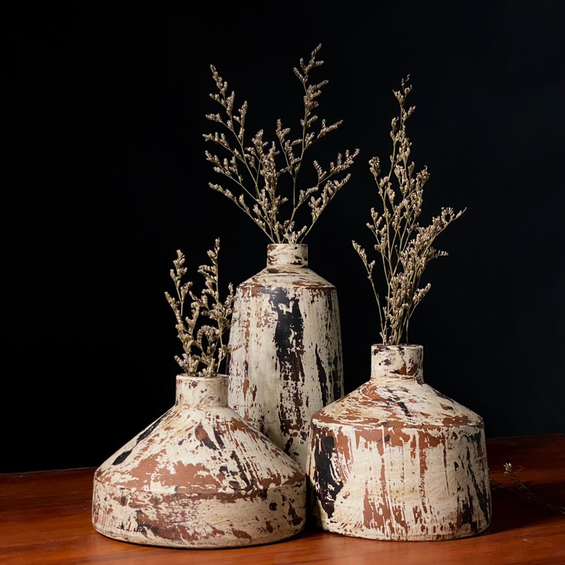 Claythings.id Alba Set Vas Bunga Keramik Rustic Aesthetic Dekorasi Bunga Estetik Home Decor