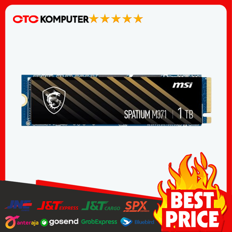 SSD Interne MSI SPATIUM M371 NVMe M.2 500 Go - Vitesse Lecture 2200 Mo/s - Garantie 5 Ans - 10