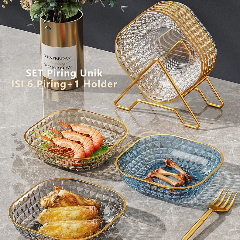 Jual Set PET Piring Persegi Meja Makan Dim Sum Piring Rumah Tangga ...