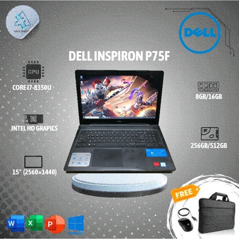 Jual Laptop Dell Inspiron P75F001 Core i7 GEN 8 RAM 8GB 16GB SSD 256GB ...