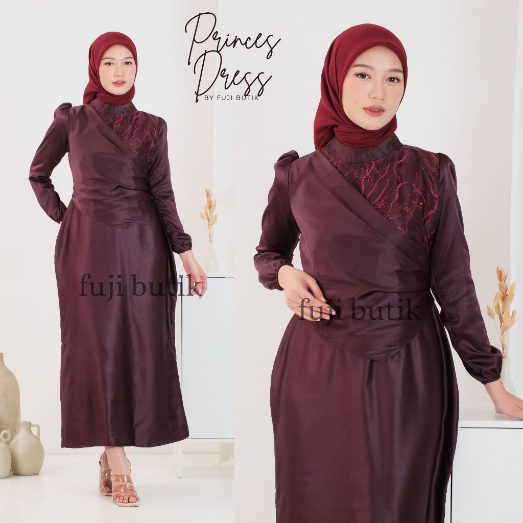 Jual Elisa Dress Brukat Satin Silk Kombinasi Brukat Baju Kondangan ...
