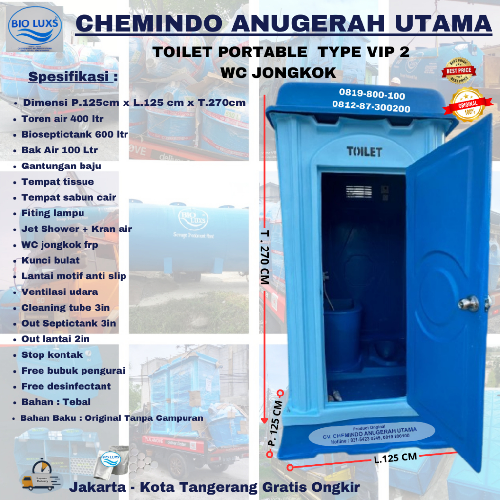 Jual Toilet Portable VIP 2 WC Jongkok Original Merk Bioluxs P.125,L.125 ...