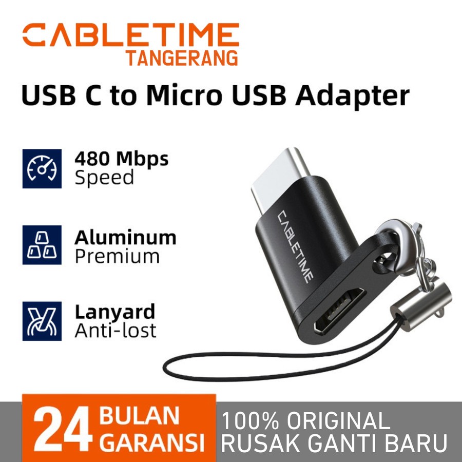 Jual CABLETIME USB C to Micro USB Female Adapter OTG Data Transfer ...