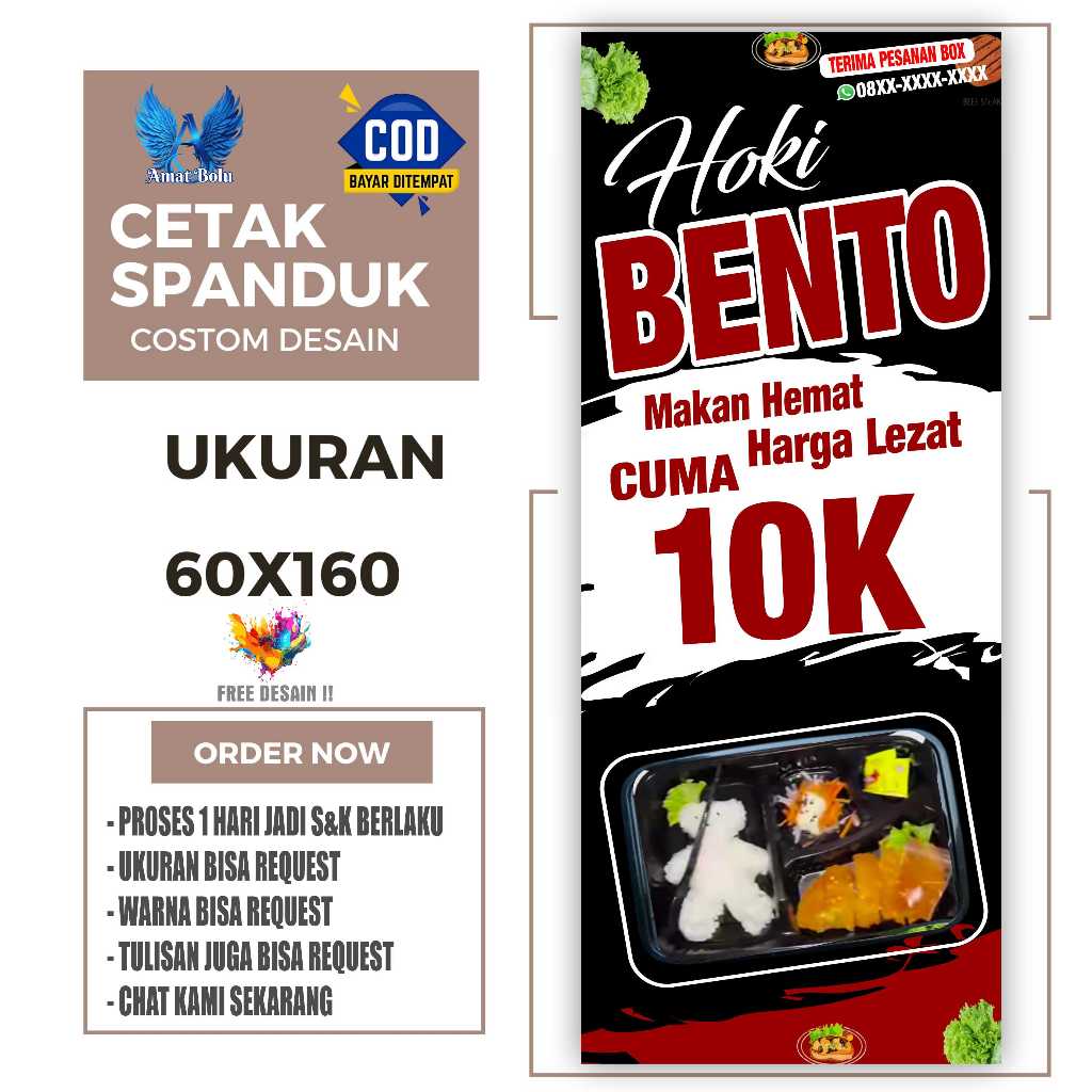 Jual Cetak Spanduk Cetak Banner MAKANAN KEKINIAN HOKY BENTO HARGA PROMO ...