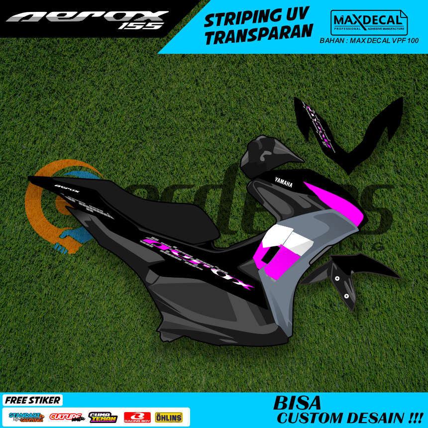 Jual striping sticker yamaha Aerox new transparan racing minimalis ...