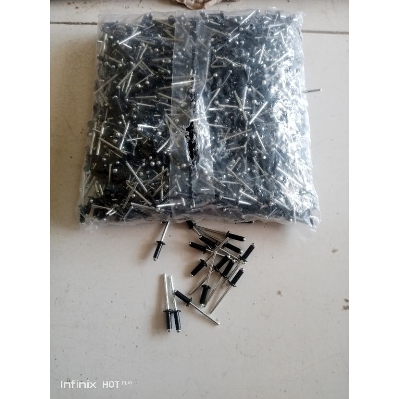 Jual PAKU RIVET HITAM 550 Isi 100pcs(biji) | Shopee Indonesia