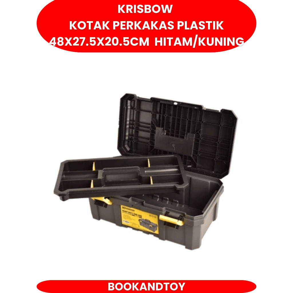 Jual Krisbow Kotak Perkakas Plastik 48x27.5x20.5cm Hitam/kuning Tool ...