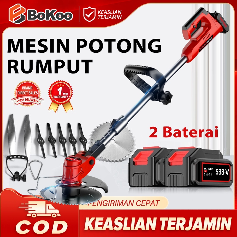 IRONHOOF 388V/588V Mesin Potong Rumput Baterai Mesin Pemotong Rumput Listrik Pemangkas Rumput