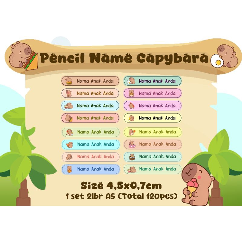 Jual sticker nama untul alat tulis capybara | Shopee Indonesia