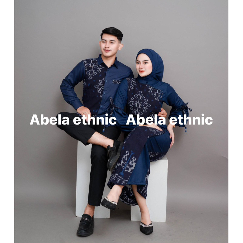 Jual Abela Ethnic - Baju Tenun Couple Adelia Navy - Baju Tenun Couple 