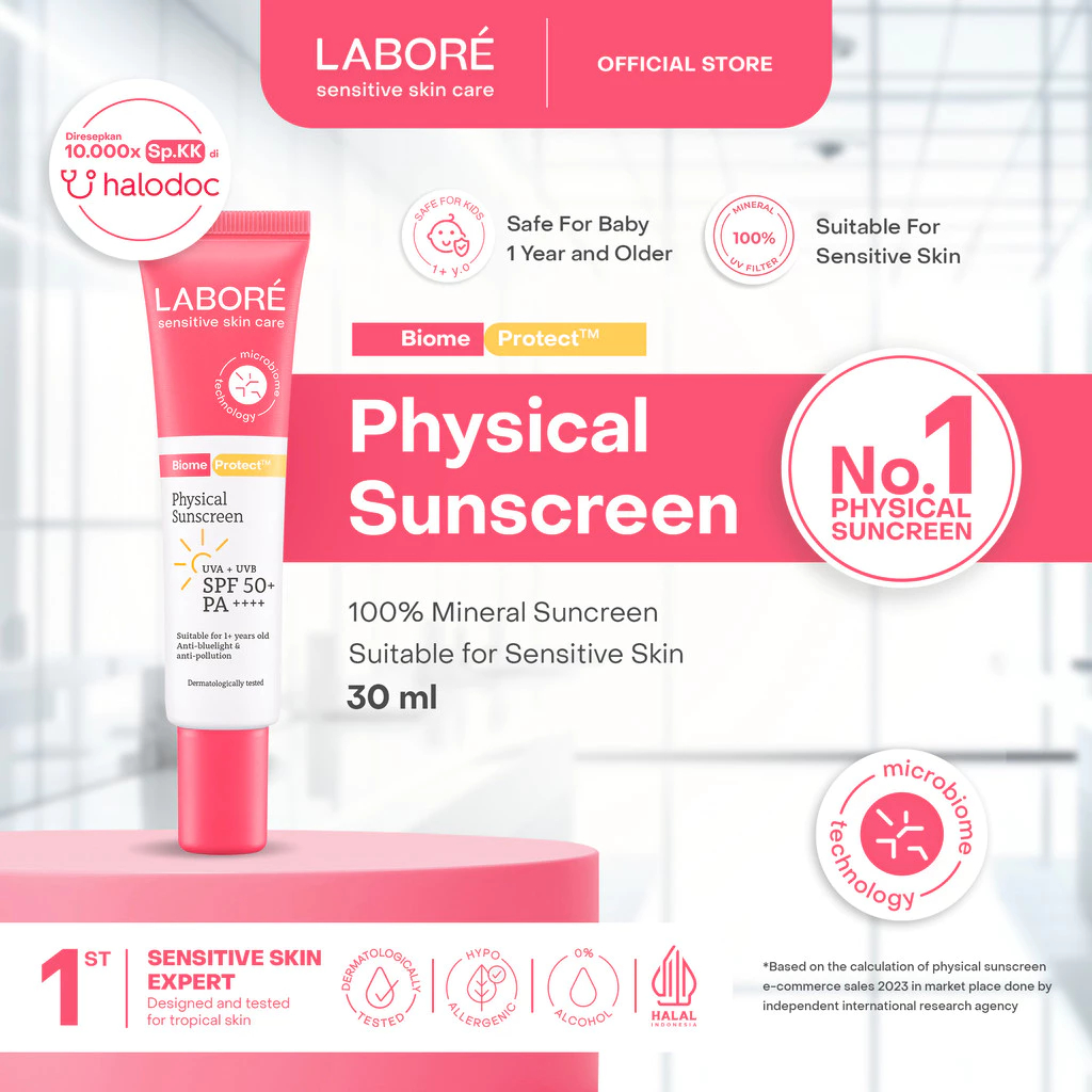 Jual Labore Physical Sunscreen SPF 50 PA++++ Full Size 30ml - Mineral ...