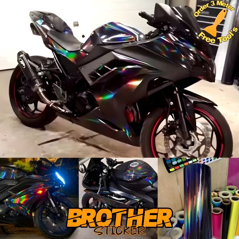 Jual stiker skotlet laser hologram hitam sticker scotlite hologram ...