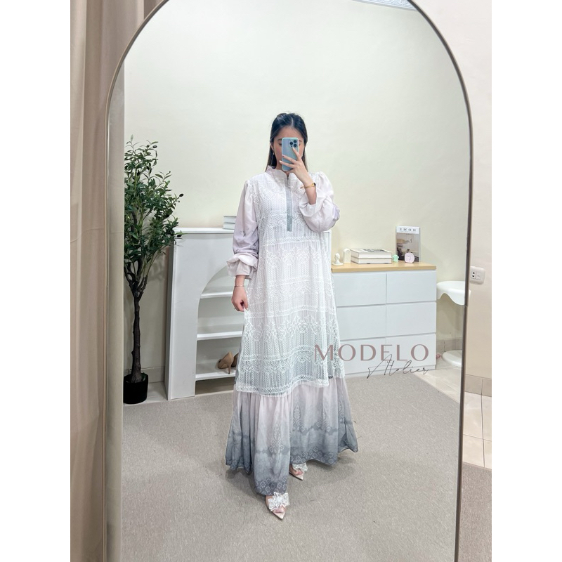 Jual Elina Brukat Dress | Gamis Brukat Tulle Kondangan Elegan Modern ...