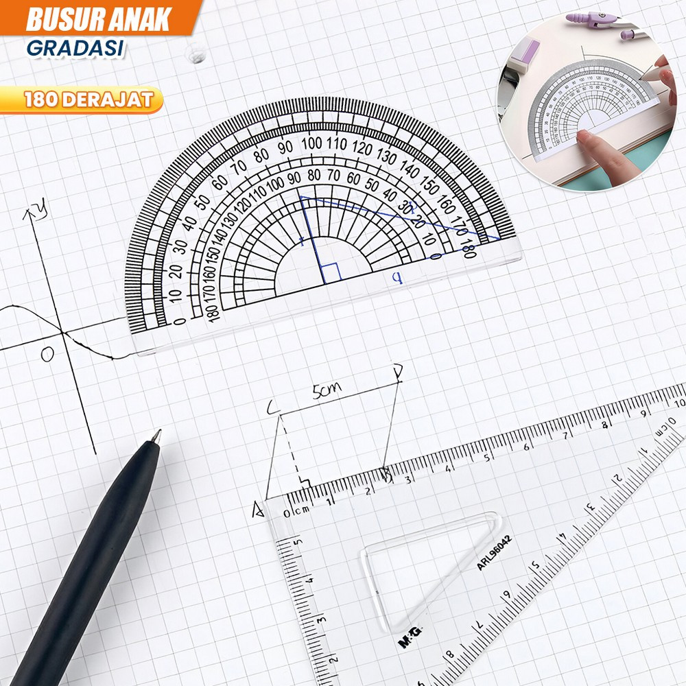 Jual Busur Derajat Plastik Transparan Plastic Protractor 180 Derajat ...