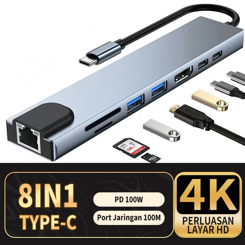 Pd fast charge converter usb hub type c adapter 8 in 1