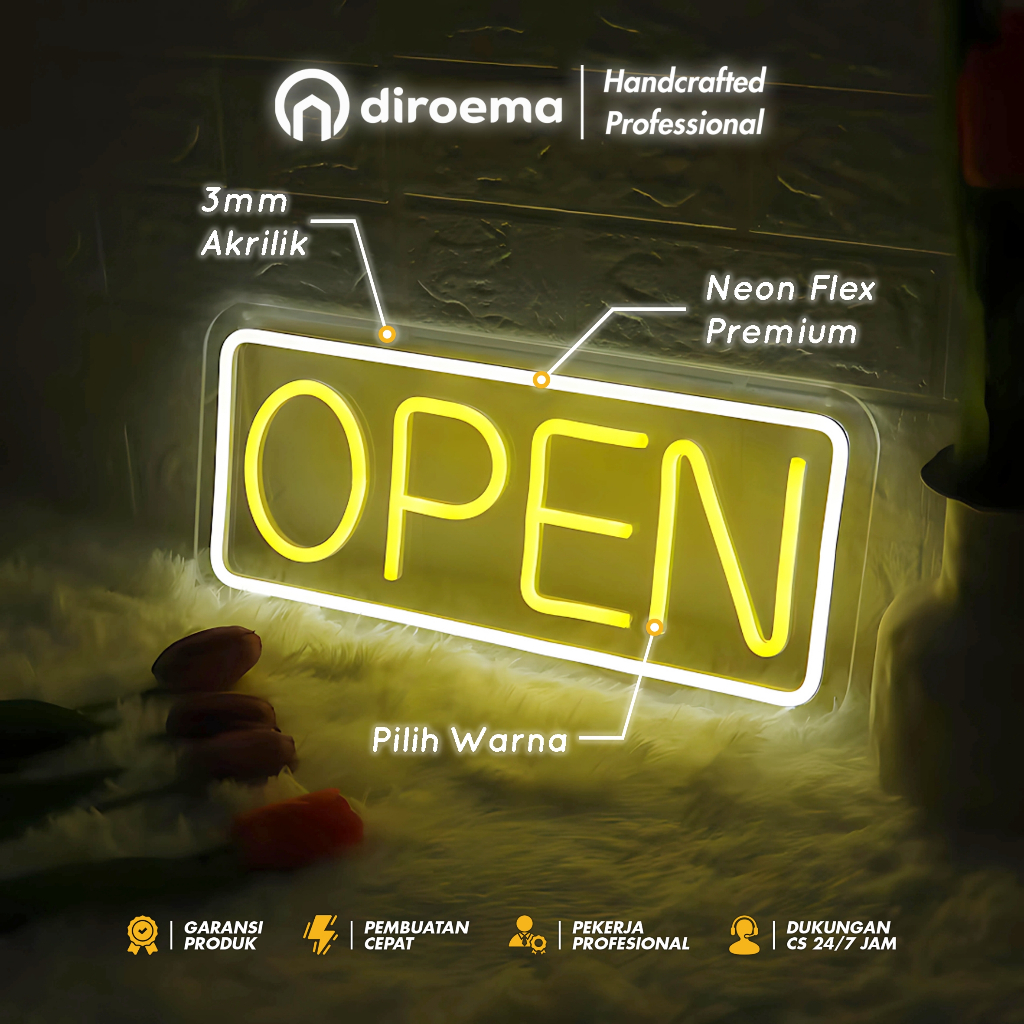 Jual Lampu Neon Flex Open Sign LED | Neon Sign | Neon Light Desain Open ...