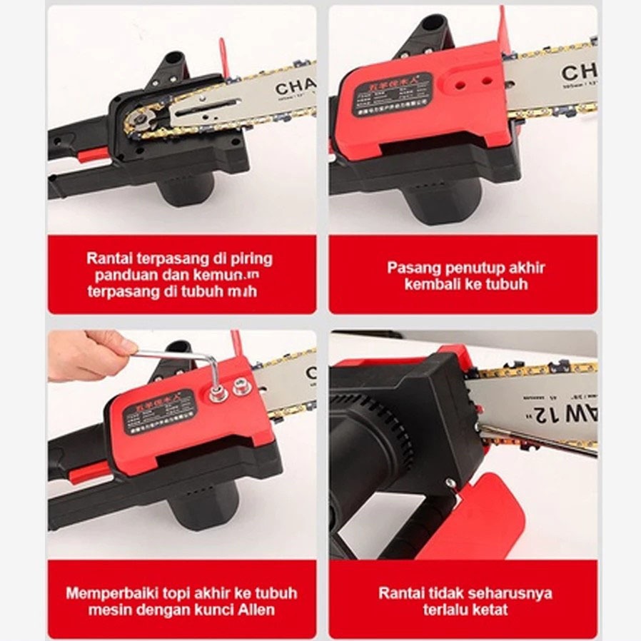 Jual ready stock Gergaji Listrik Rantai Brushless12 Inch Chainsaw tanpa ...