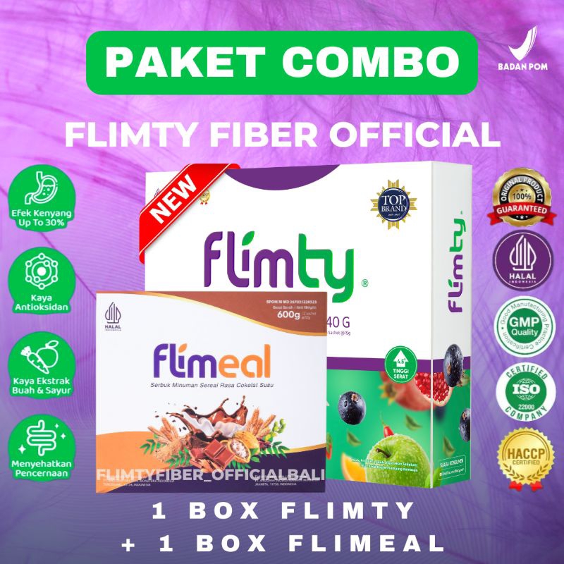 Jual Diet Combo 1 Box Flimty Fiber Isi 16 Sachet dan 1 Box Flimeal ...