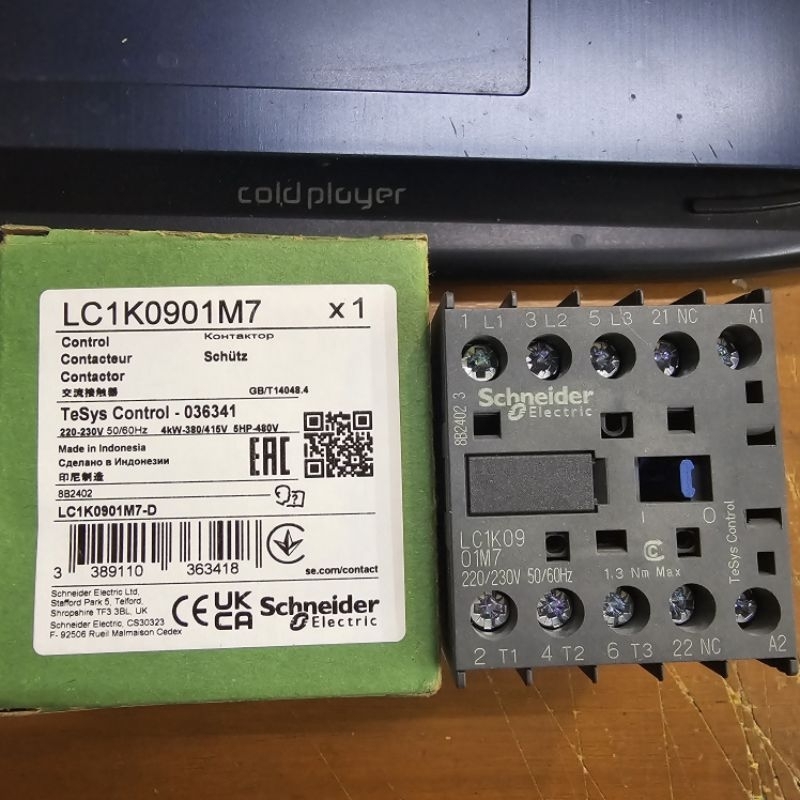 Jual Mini Kontaktor 1NC LC1K0901M7 3phasa Contactor 220Vac Schneider ...