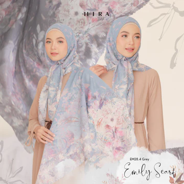 HIRA Hijabwanitacantik Emily Scarf HIRA Polycotton Hijab Segi Empat Motif Paris Voal
