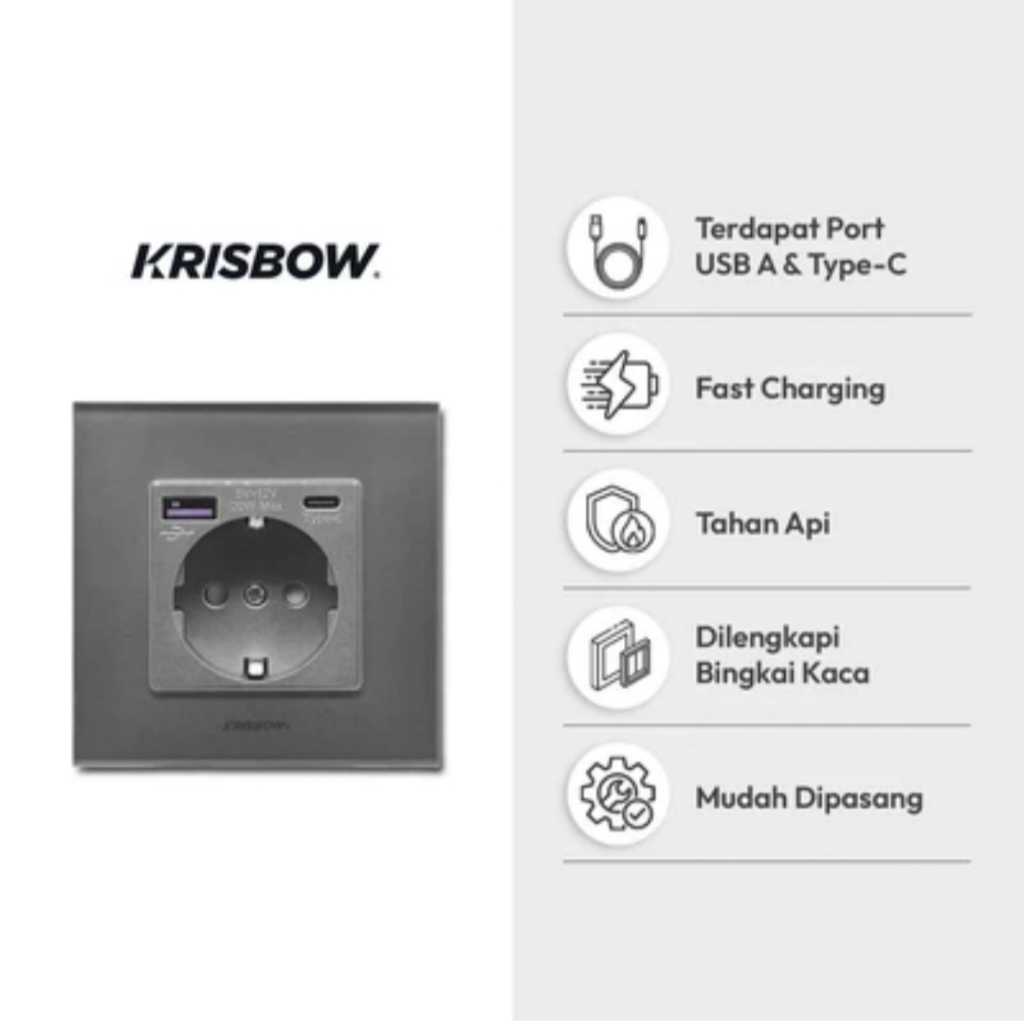 Jual Stop Kontak Dinding Dilengkapi Dengan Soket Usb Type C Dan A ...