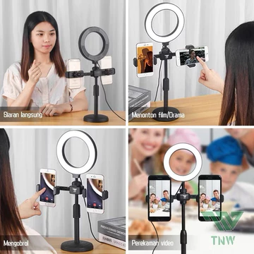 Ringlight 16cm Tripod Holder Meja HP Ring Light Tripod Mini Stand HP Live Streaming Selfie Make