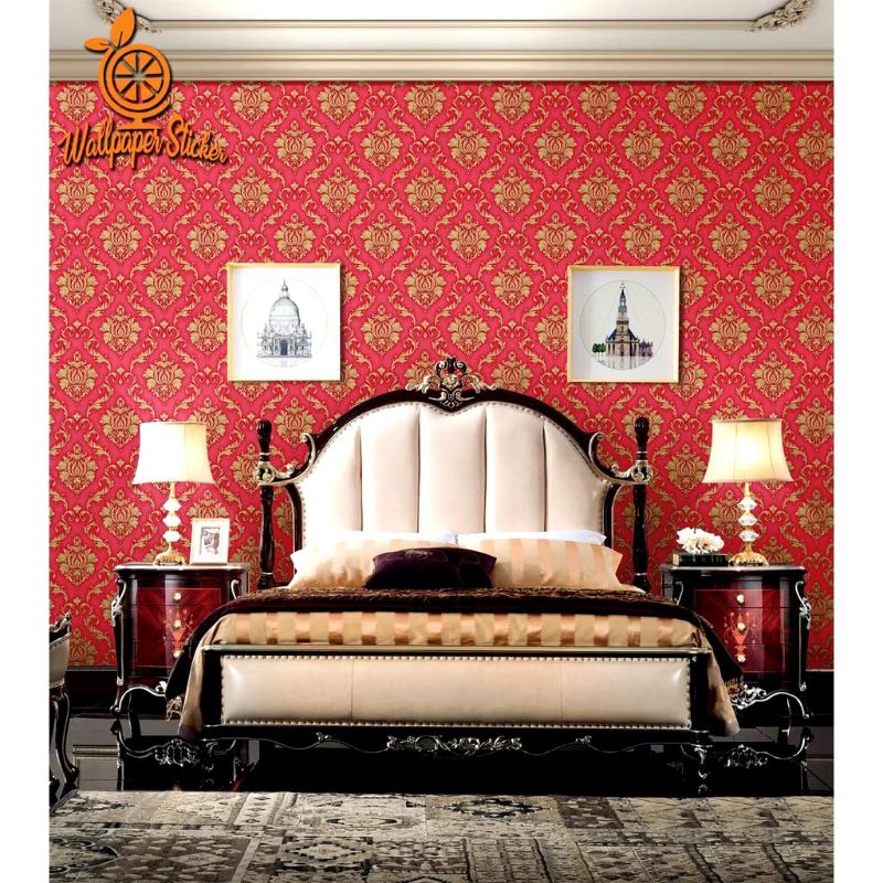 Jual Wallpaper Dinding Aesthetic Wallpaper Dinding Motif Batik Merah ...
