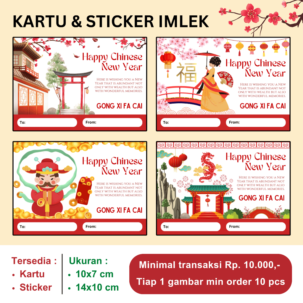 Jual KARTU dan STICKER Imlek | Greeting Card Chinese New Year | Lunar ...
