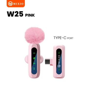 MIXIO W25 W26 Wireless Microphone Mic Wireless Clip On Microphone Mikrofon Lavalier HP Plug Play