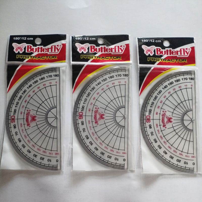 Jual Penggaris Busur Derajat/Protractor/Butterfly 180'12cm | Shopee ...