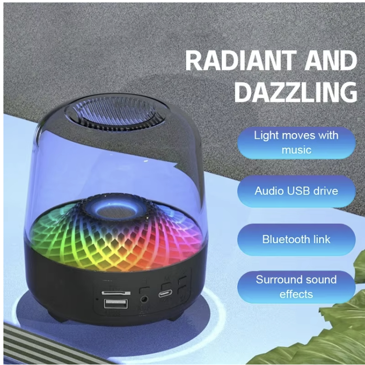 Jual Portable Speaker RGB LED Stereo Mini HiFi Wireless Speaker ...